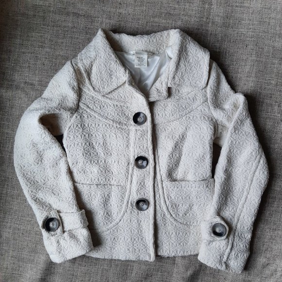 NWOT Charlotte Russe Woven Wool Cream White Short Winter Coat Jacket Buttons Sm - Picture 1 of 10